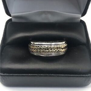 925 Sterling Silver Two-Tone Spinner Braided Band Ring Size 12.5